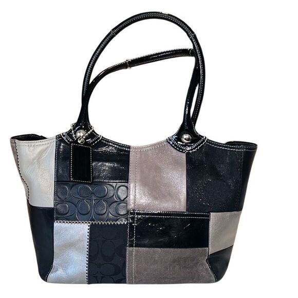 Coach Bleeker Gray and Black Patchwork Women's Bag F14045 with Coach Box - Picture 9 of 16